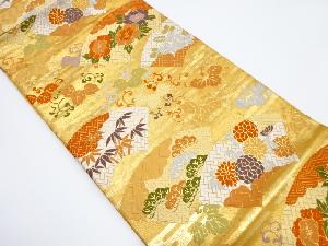 地紙に草花模様織り出し袋帯